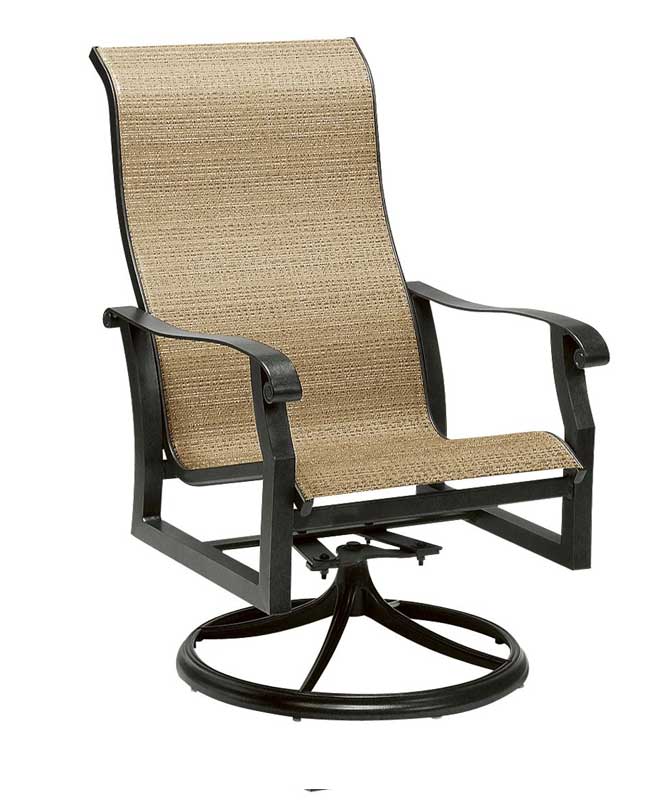 Cortland Sling Aluminum Swivel Rocking Dining Chair by Woodard - Image 2